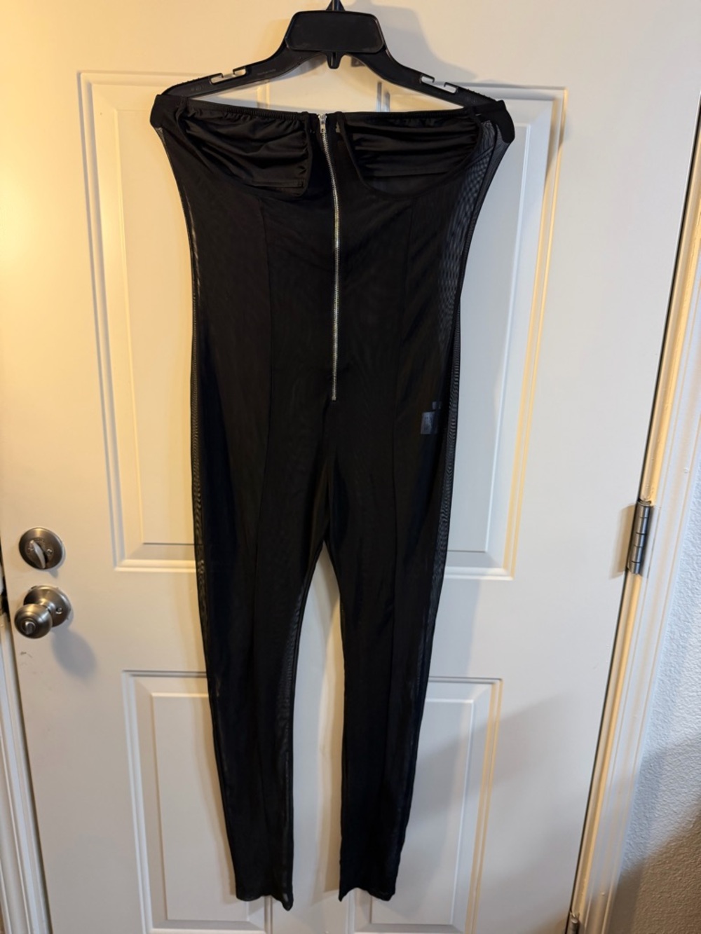 Black Strapless Mesh Panel Jumpsuit Size M Festival Clubwear